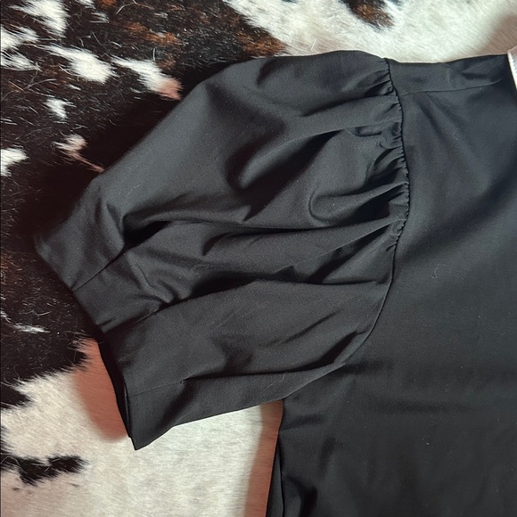 NWT Karl Lagerfeld Black Top with White Collar and Pearl Button Accents - Picture 3 of 10